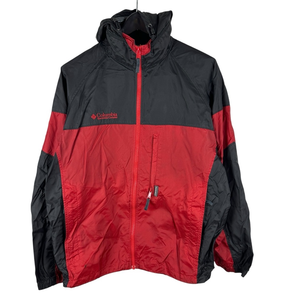 Vintage 90s Columbia Sportswear Red Black Windbreaker Jacket Size S